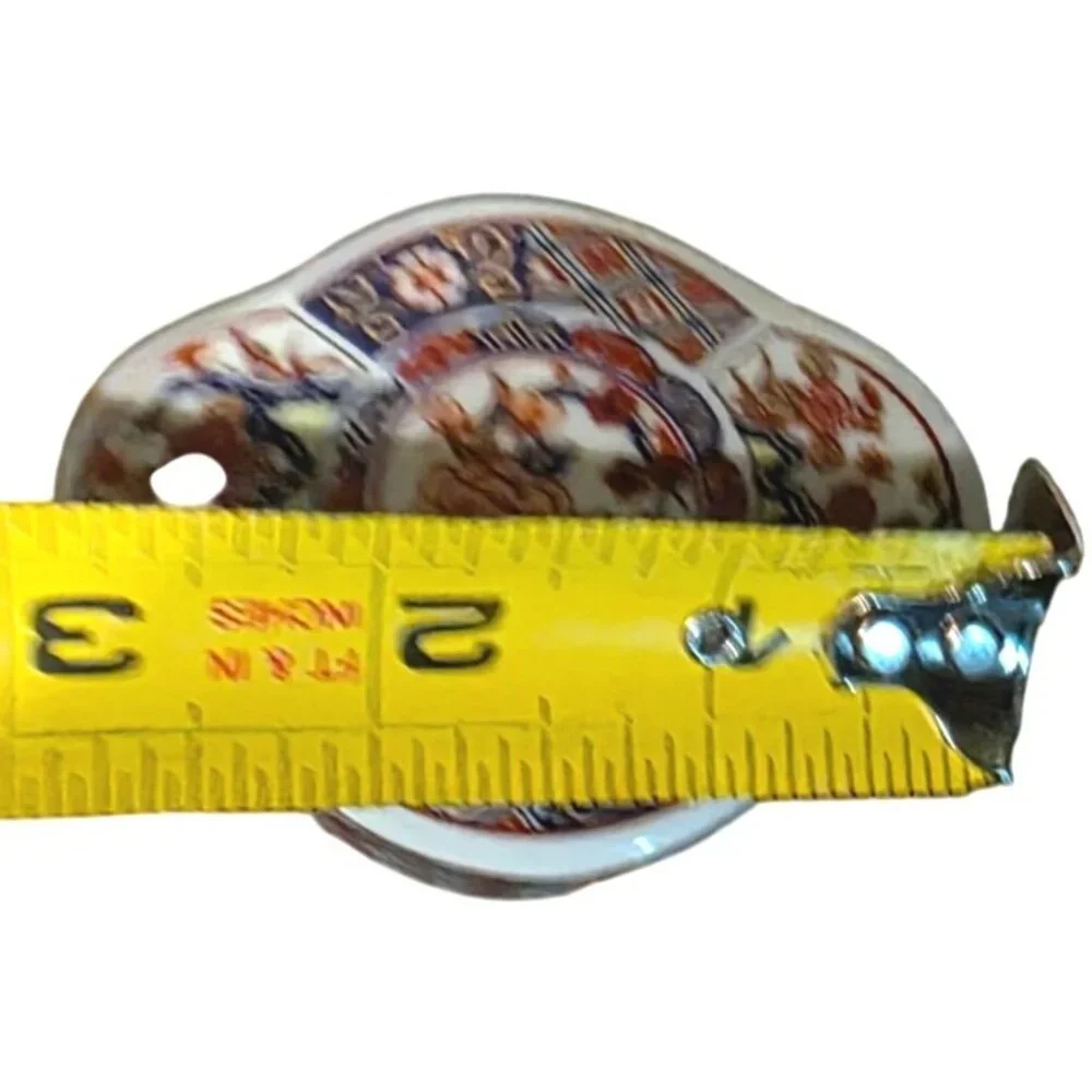 Vintage‎ Trinket Box Japanese Imari-Style Ceramic Floral & Geometric 3